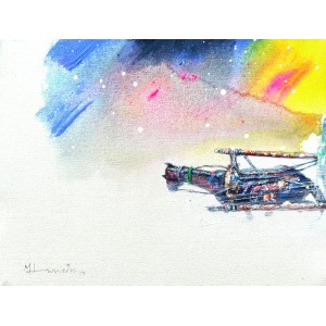 Hussain Chandio, 12 x 16 Inch, Acrylic on Canvas, Horse Painting-AC-HC-074